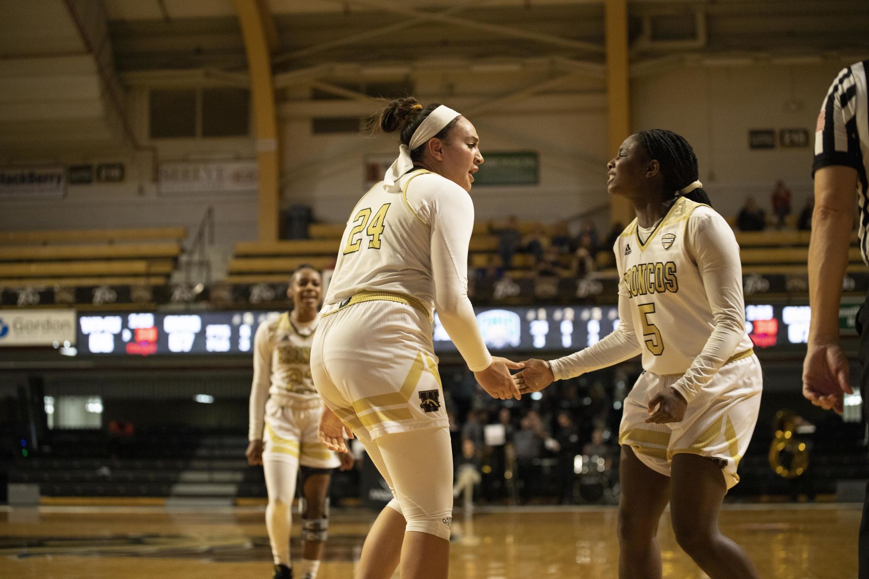 Leighah-Amori Wool and Chelayne Bailey celebrate